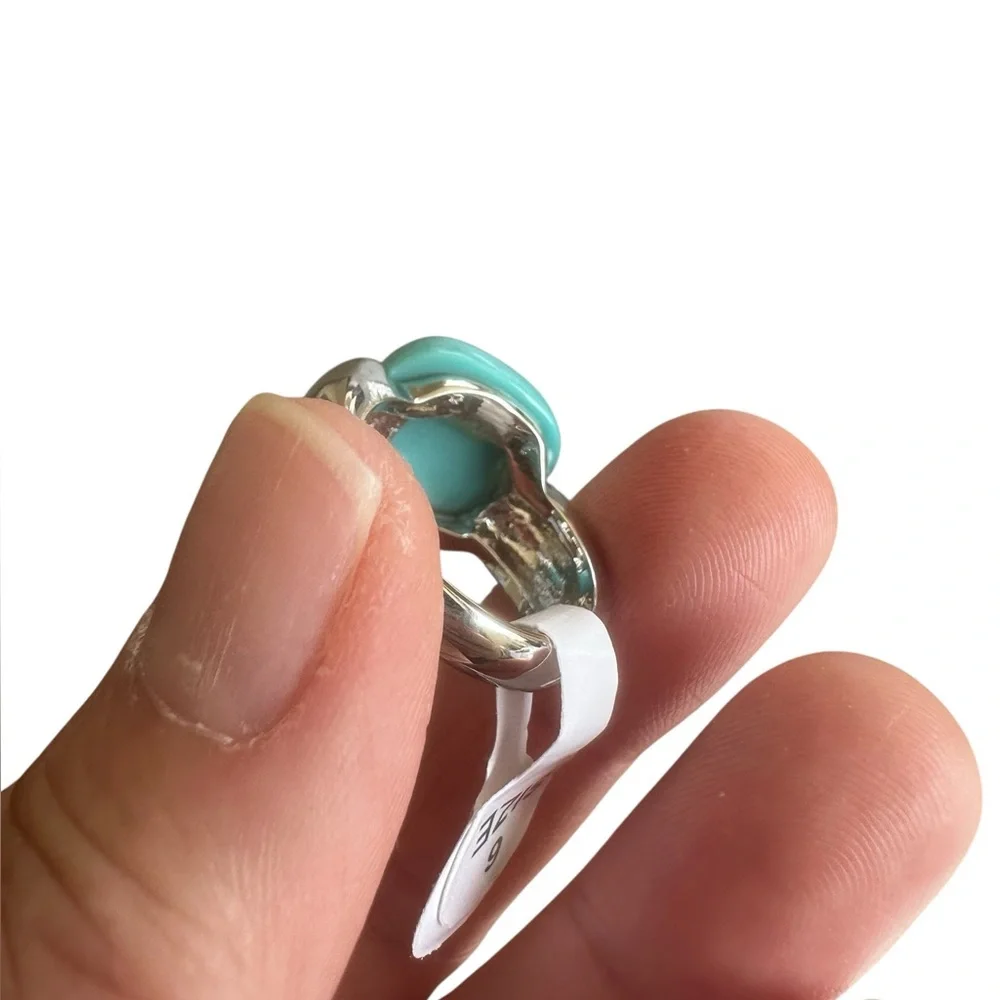 Chunky Turquoise and Silver Boho Ring